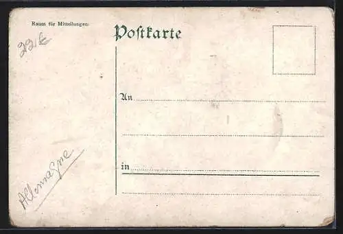 Lithographie Grabenstetten, Gasthaus zur Krone, Strassenpartie mit Handlung W. Steudle