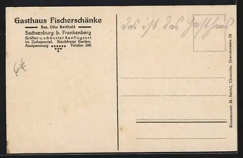AK Sachsenburg b. Frankenberg, Gasthaus Fischerschänke v. Otto Berthold