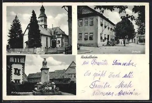 AK Hochelheim, Kirche, Schule, Kriegerdenkmal