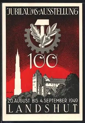 AK Landshut / Isar, Jubiläums-Ausstellung des bayr. Industrie-Gewerbe zum 100jährigen 1949, Ortsansicht