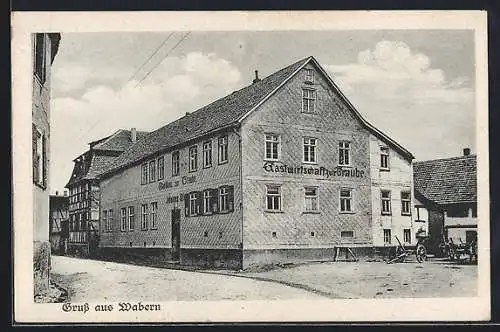 AK Wabern / Hess., Gasthaus zur Traube mit Strasse, Wagen