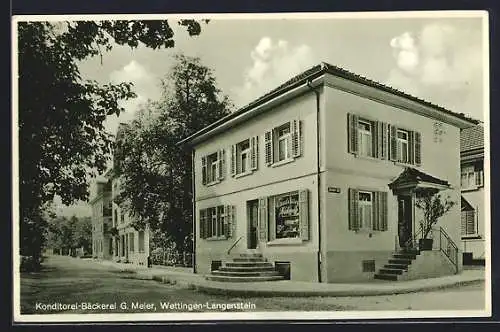 AK Wettingen-Langenstein, Konditorei-Bäckerei G. Meier, von der Strasse gesehen