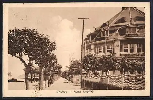 AK Misdroy, Hotel Seeblick mit Strassenpartie