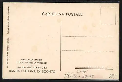 Künstler-AK sign. Crespi: Die Victoria im Streitwagen überfährt einen Feind, Kriegsanleihe