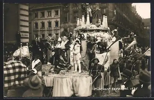 Foto-AK München, Umzugswagen zum Karneval 1935