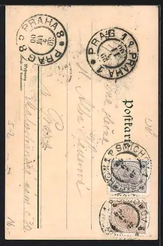 AK Frau mit grossem Hut und Mohnblumen in der Hand, Regenbogen