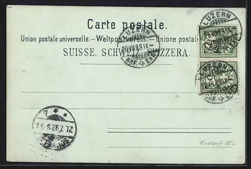 Lithographie Lucerne, Hôtel du Cerf, Albert Hänggi-Bösch