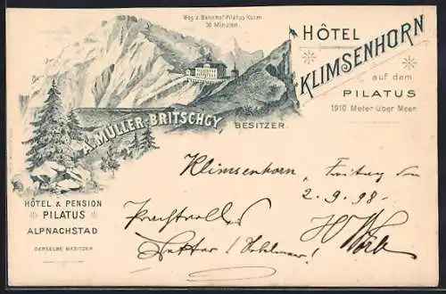 Lithographie Alpnachstad, Hotel & Pension Pilatus, Hotel Klimsenhorn