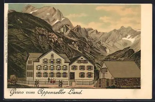 Künstler-AK Appenzell, Gasthaus Meglisalp