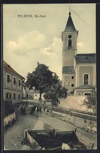 AK Peilstein /Ob.-Oe., Kirche mit Strassenpartie