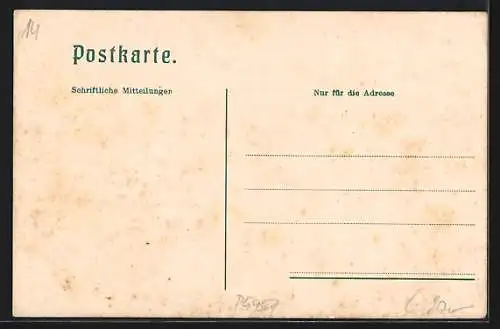 AK Gampern, Ortsansicht und Platz im Blumen-Passepartout