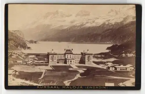 Fotografie unbekannter Fotograf, Ansicht Maloja, Blick auf das Kurhotel am Corvatsch, Gletscher