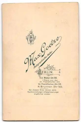 Fotografie Max Goetze, Berlin, N.O. Weberstr. 66, Hochzeitsporträt eines Paares