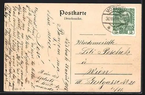 AK Vöslau /N.-Oe., Strassenpartie mit dem Grand-Hotel Bellevue und der Marien-Villa