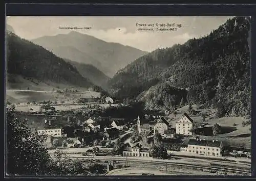 AK Gross-Reifling /Steiermark, Ortsansicht mit Bahnhof