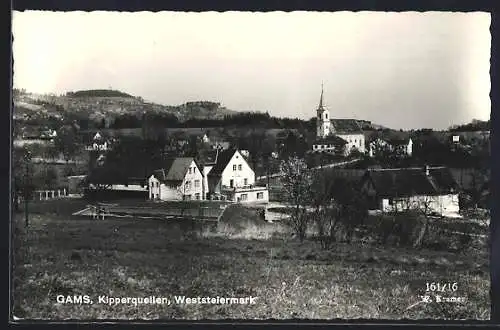 AK Gams, Ortspartie mit Kirche, Kipperquellen