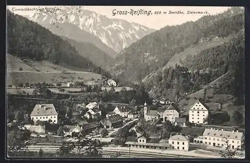 AK Gross-Reifling /Steiermark, Ort und Bahnhof aus der Vogelschau