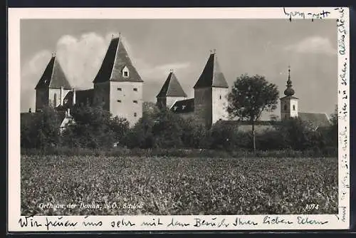 AK Orth an der Donau, Blick zum Schloss