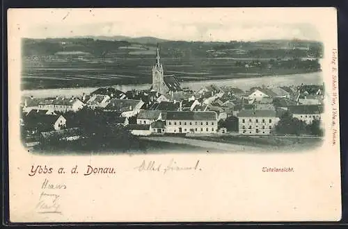 AK Ybbs a. d. Donau, Blick zur Kirche und auf den Ort