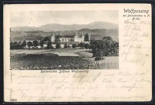 AK Wolfpassing /Steinakirchen a. F., Kaiserliches Schloss Wolfpassing mit Umgebung