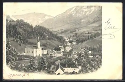 AK Opponitz, Ortsansicht mit Kirche