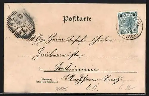 Lithographie Bad Ischl, Franz Josef`s Warte, Panoramablick auf Ort und Berge