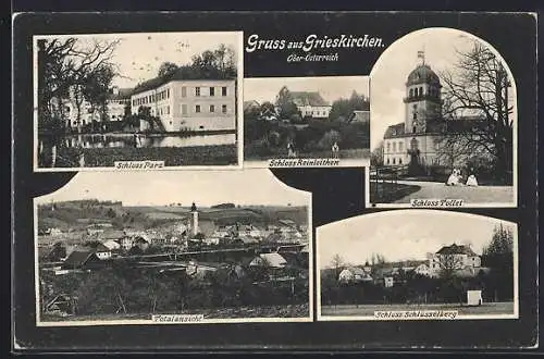 AK Grieskirchen, Schlösser Parz, Tollet und Schlüsselberg, Ortsansicht