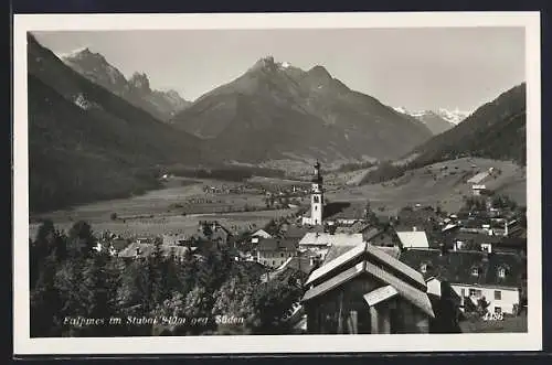 AK Fulpmes im Stubai, Teilansicht gegen Süden, mit Gipfelpanorama