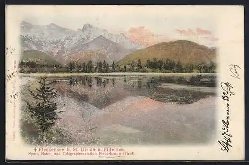 AK Fieberbrunn /Tirol, Fleckensee b. St. Ulrich a. Pillersee, Seepartie mit Bergpanorama