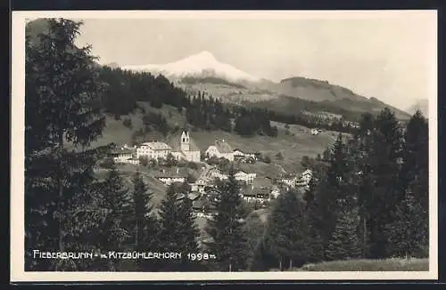 AK Fieberbrunn, Panorama mit Kitzbühlerhorn