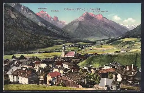 AK Fulpmes, Ortsansicht mit Kirche und Umgebung