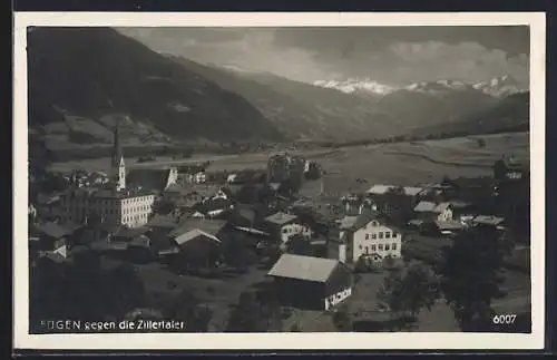 AK Fügen im Zillertal, Teilansicht mit Blick ins Tal