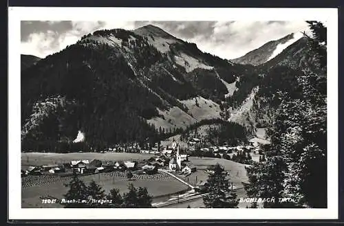 AK Bichlbach /Tirol, Gesamtansicht mit Bergipfeln aus der Vogelschau