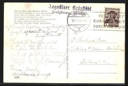 AK Salzburg, Mülln, Reastaurant Augustiner Bräustübl