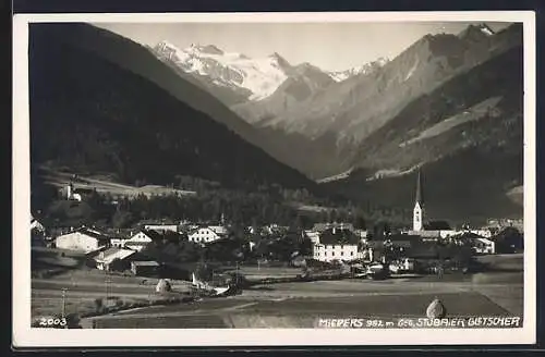 AK Mieders, Ortschaft gegen Stubaier Gletscher