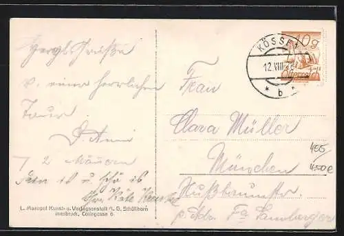 AK Kössen /Tirol, Teilansicht mit dem Kaisergebirge