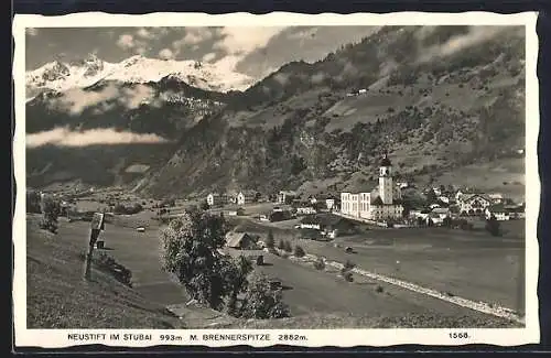 AK Neustift im Stubai, Teilansicht mit Brennerspitze