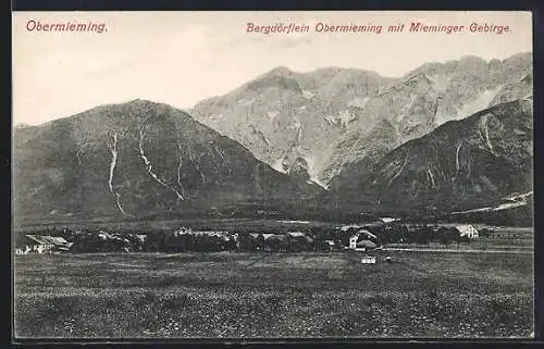 AK Mieming, Obermieming, Bergdörflein mit Mieminger Gebirge