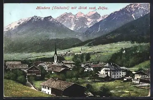 AK Mieders, Blick nach Telfes, die Kirche