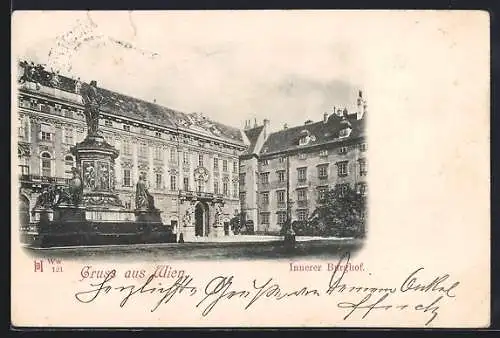 AK Wien, Innerer Burghof mit Denkmal