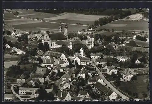 AK Rot a. d. Rot, Teilansicht mit Kirche und Strassenpartie