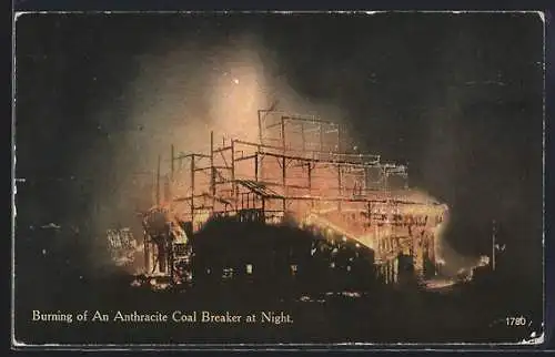 AK Burning an Anthracite Coal Breaker at Night