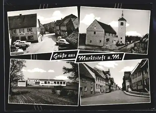 AK Marktsteft a. M., Gasthaus Goldener Hirschen, Kirche, Strassenpartie