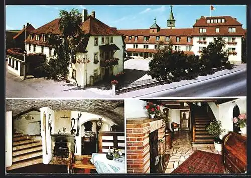 AK Biebelried, Würzburg-Ost, Hotel Leicht mit Strasse u. Innenansichten