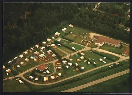 AK Geiselwind, Campingplatz-Gaststätte zur alten Schleifmühle W. Gampel, Fliegeraufnahme