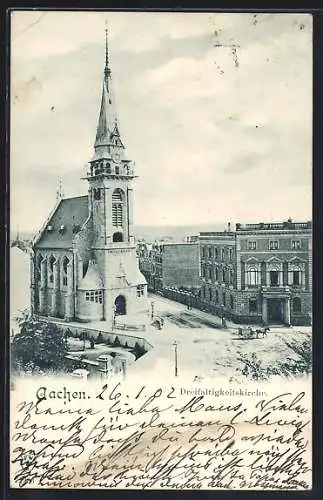 AK Aachen, Dreifaltigkeitskirche mit Kreuzung aus der Vogelschau