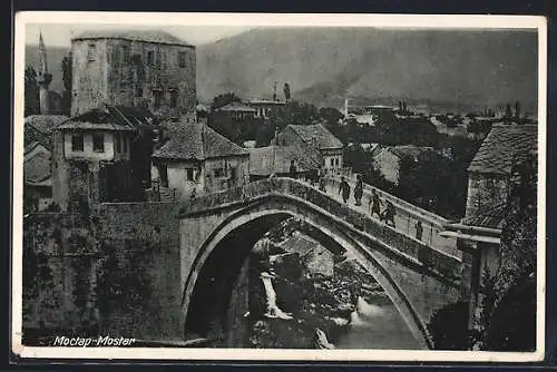 AK Mostar, Blick auf die alte Brücke