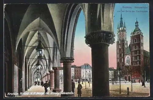 AK Krakau-Krakow, Kosciot n. P. Maryi od strony Sukiennic, Marienkirche