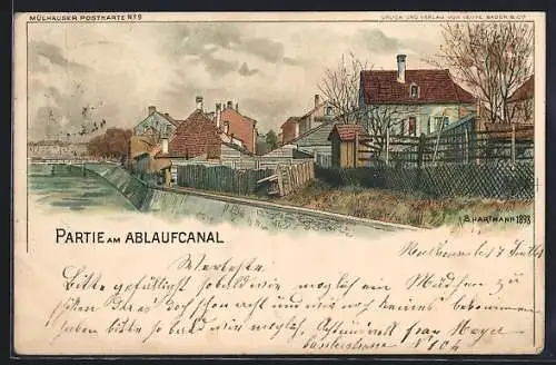 Künstler-AK Mulhouse, Canal de Decharge