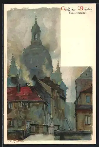 Künstler-AK Heinrich Kley: Dresden, Ansicht der Frauenkirche